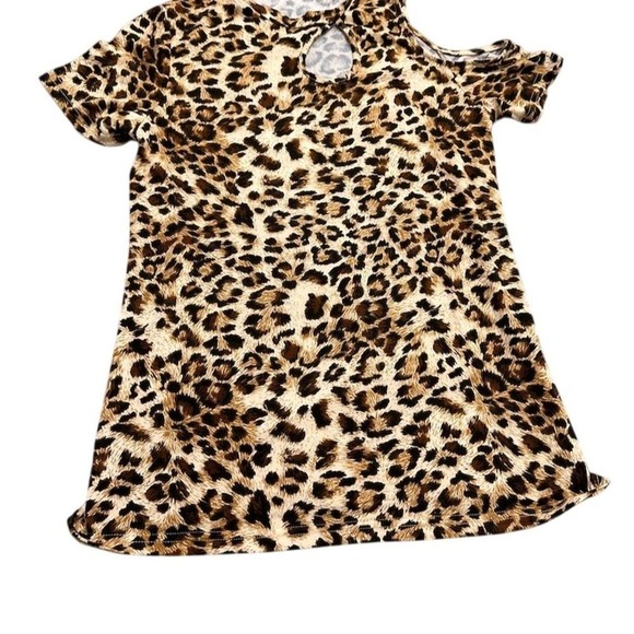 Womens Medium Leopard Print‎ Keyhole T-Shirt Casual - Picture 2 of 4